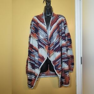 Lucky Brand Southwestern Multicolor Open Front Cardigan sz L